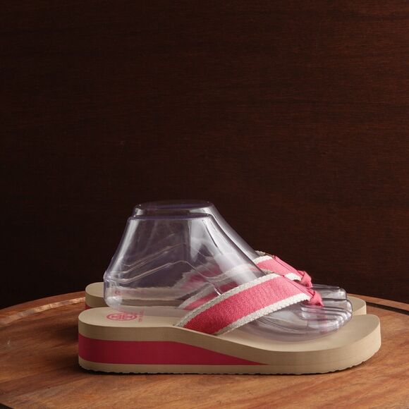 Tory Burch Pink and Tan Platform Sandals - Picture 1 of 12
